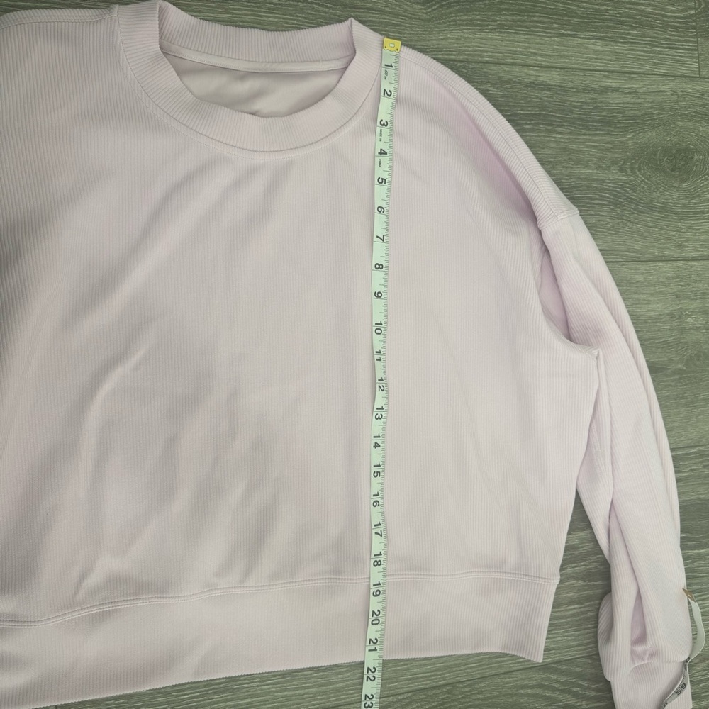 Lululemon Softstreme Perfectly Oversized Cropped Crew Ribbed Relaxed Fit EUC 6 - Picture 8 of 9